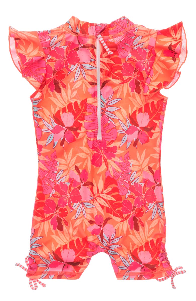 Snapper Rock Tropical Punch Flutter Sleeve One-Piece Rashguard Swimsuit, Alternate, color,