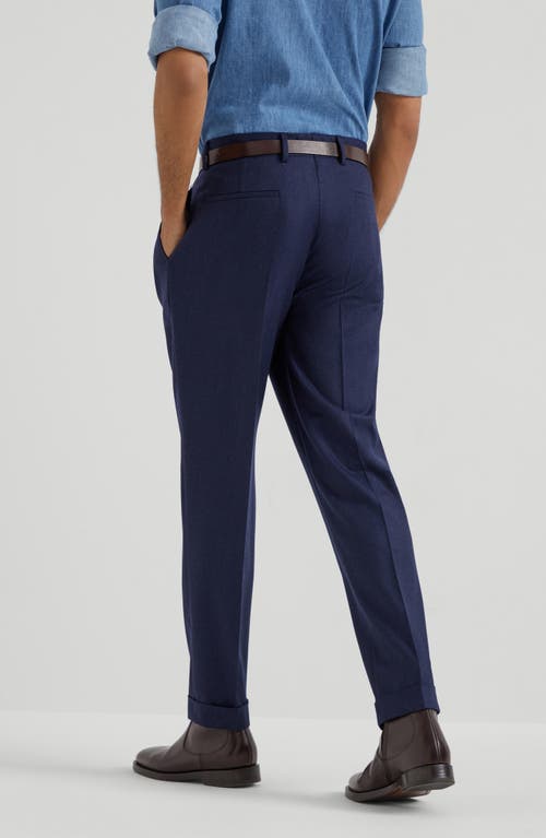 Brunello Cucinelli Leisure Fit Trousers With Pleats In Blue