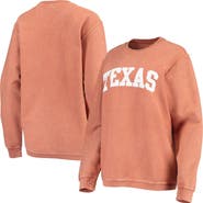 PRESSBOX Women's Pressbox Texas Orange Texas Longhorns Comfy Cord Vintage Wash Basic Arch Pullover Sweatshirt