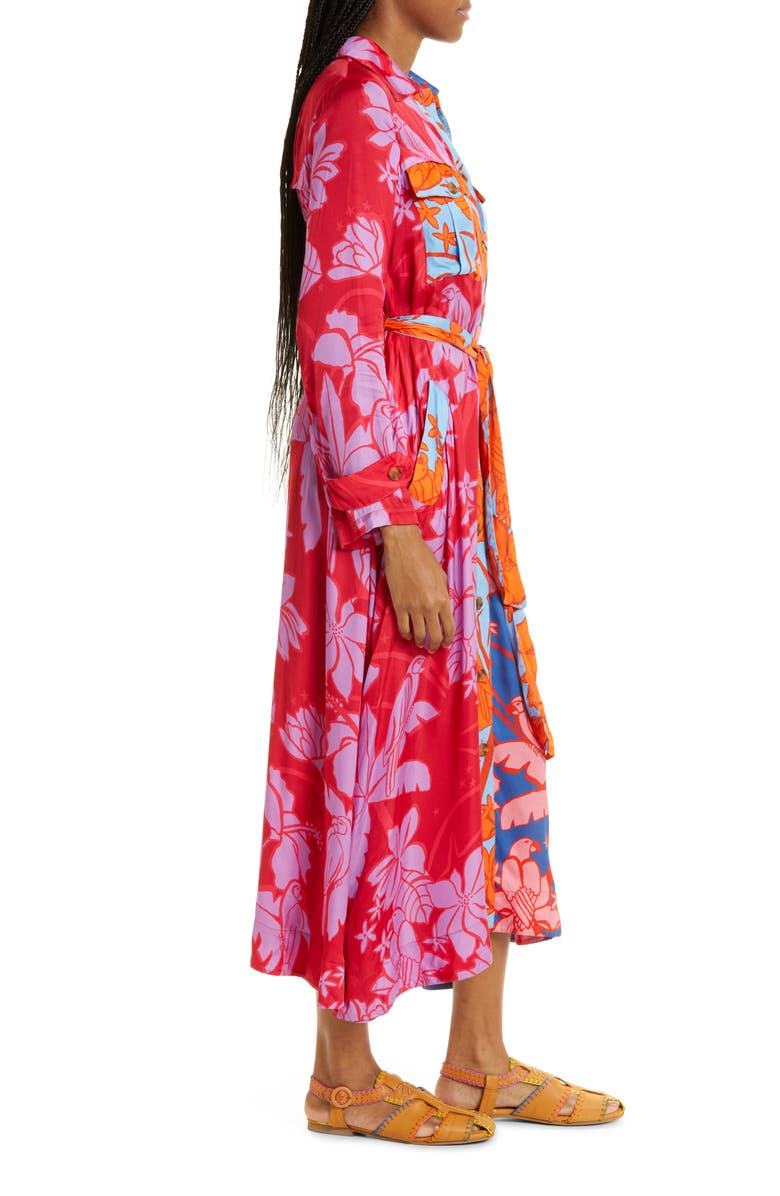 FARM Rio Floral Print Tie Waist Long Sleeve Midi Dress | Nordstromrack
