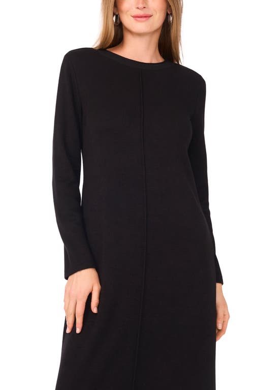 Vince Camuto Exposed Center Seam Long Sleeve Midi Sweater Dress In Black