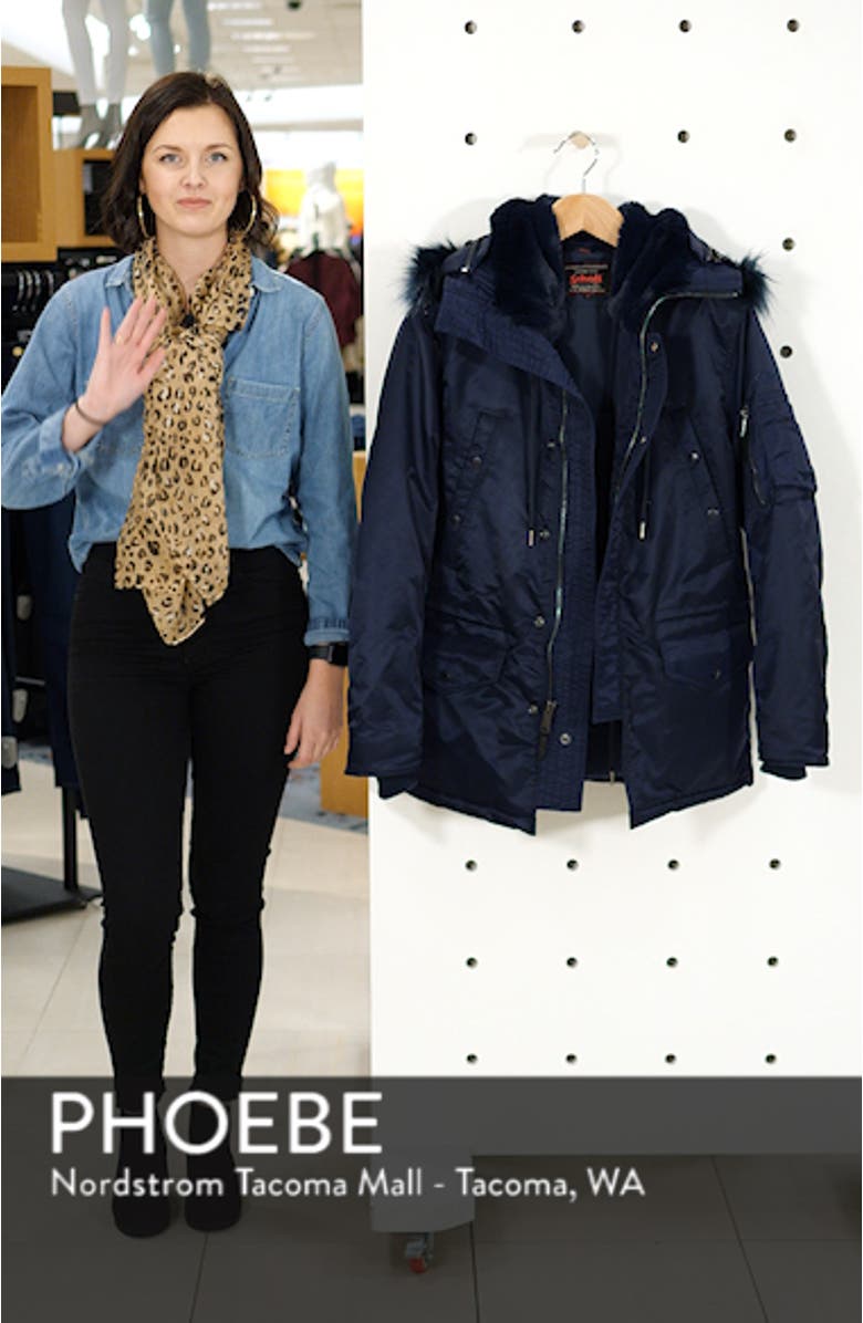 Satin Flight Parka with Removable Faux Fur Lining, sales video thumbnail