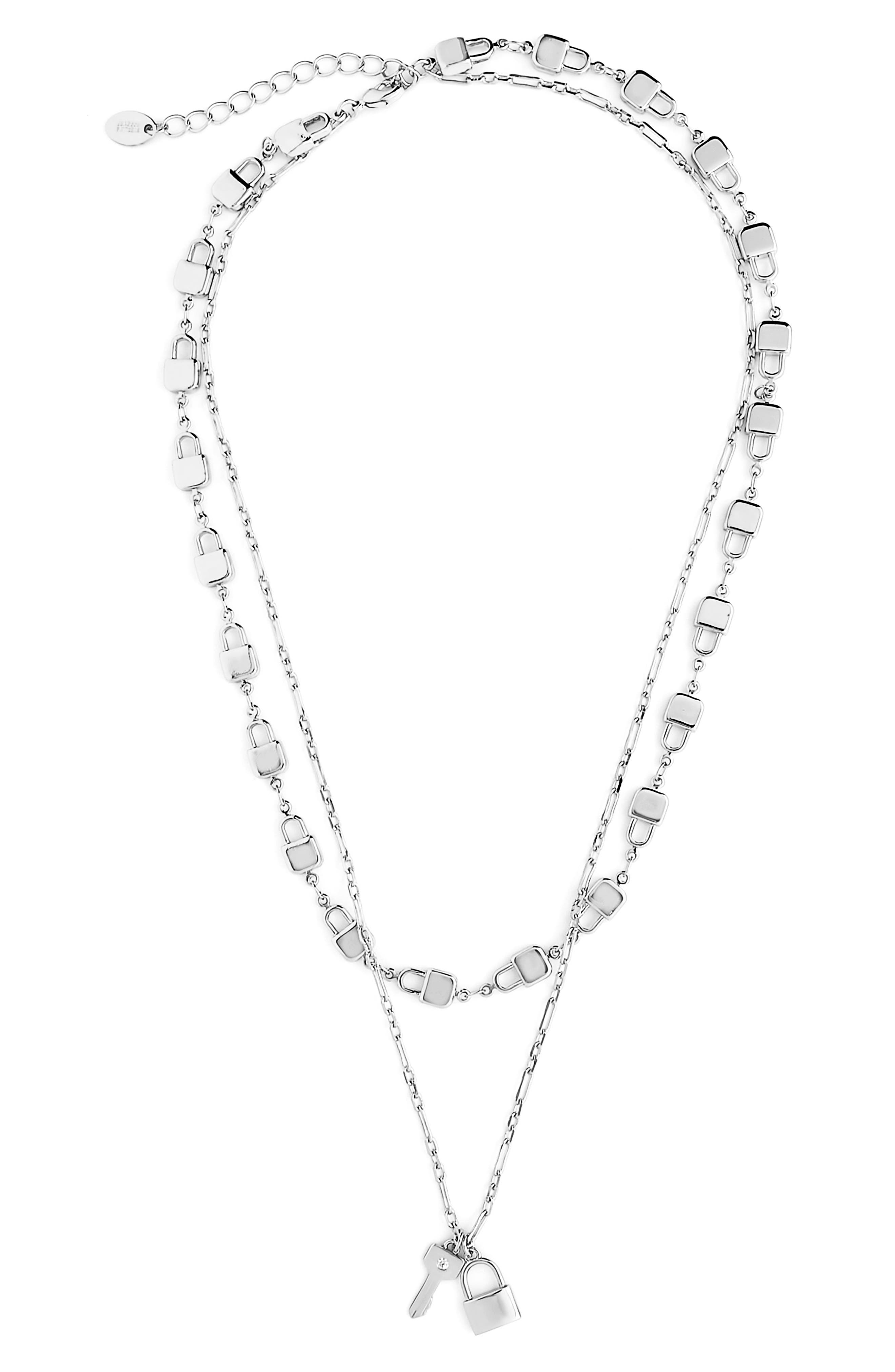 Sterling Forever Lock & Key Layered Necklace (Women) | Nordstrom