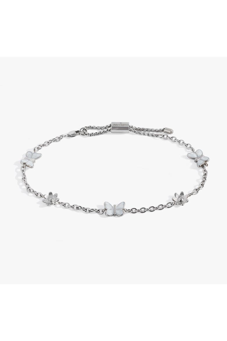 Butterfly and Flower Anklet, Main, color, Silver