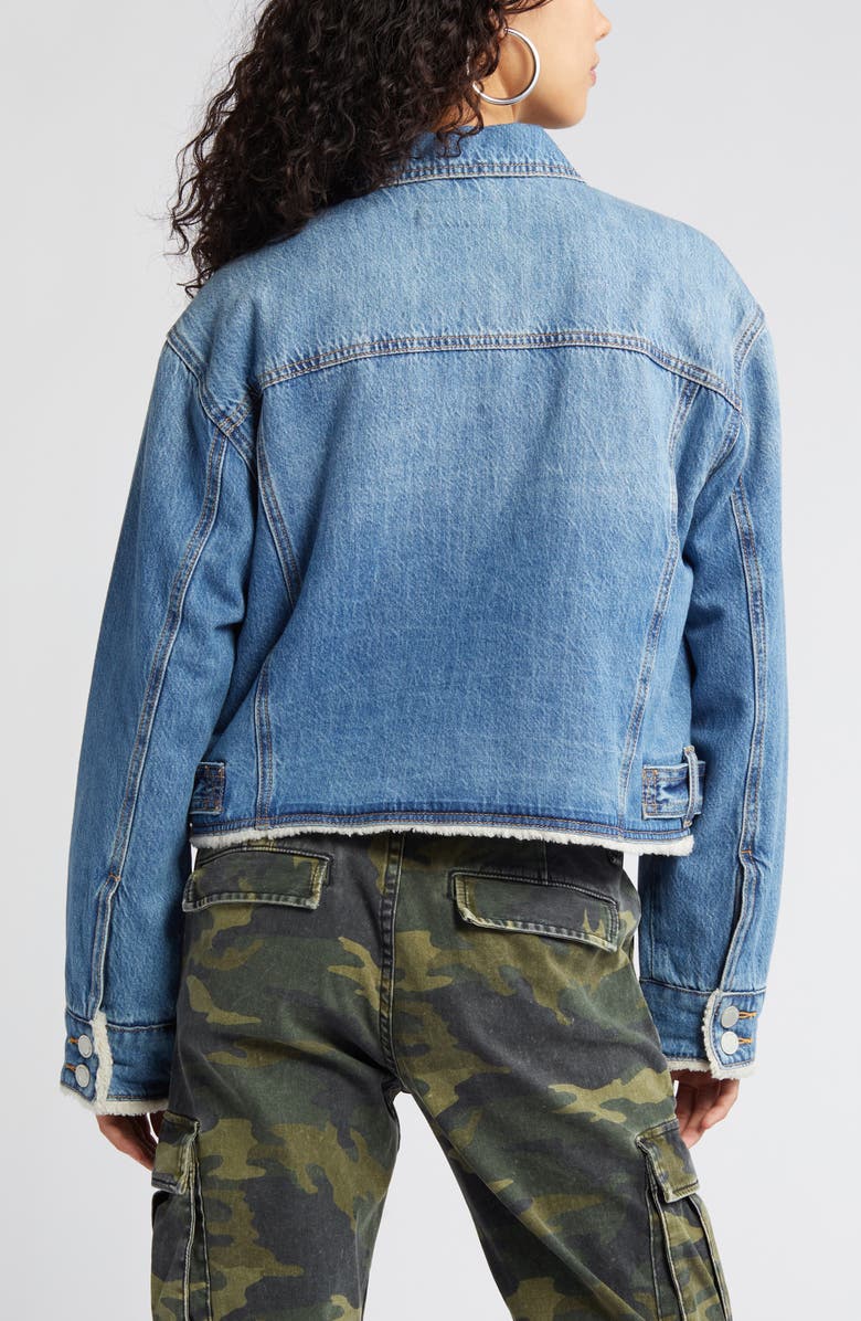BLANKNYC High Pile Fleece Lined Crop Denim Jacket, Alternate, color, 