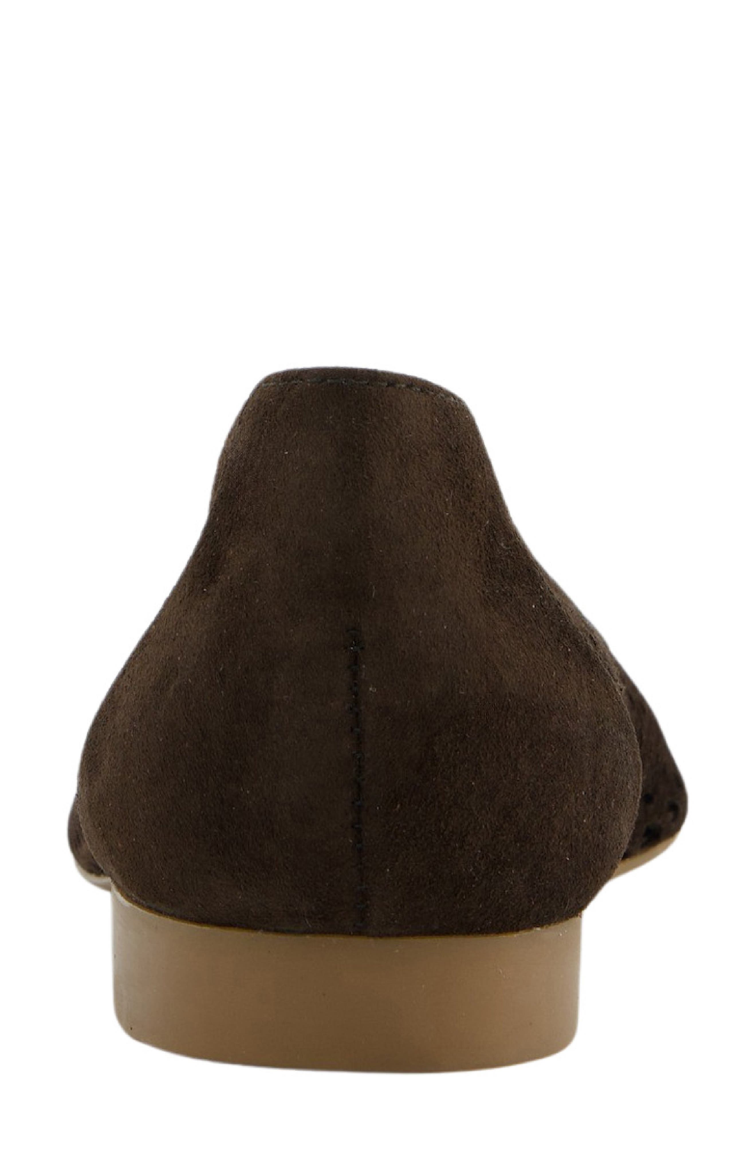 Deanna Pointed Cap Toe Flat, Alternate, color, MORO SUEDE