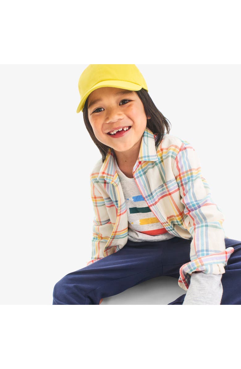 Primary Kids Long Sleeve Rainbow Flannel Button Down, Alternate, color, Rainbow Plaid