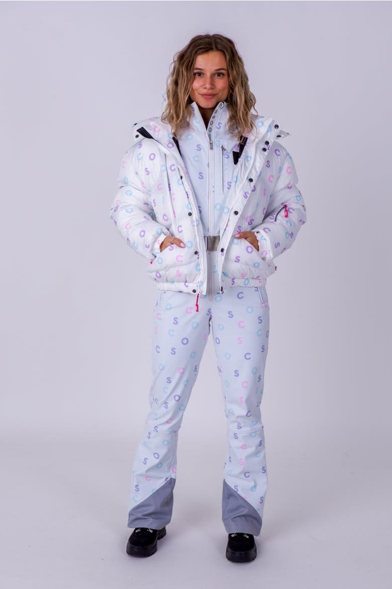 Chic Puffer Jacket - OOSC Print, Alternate, color, White