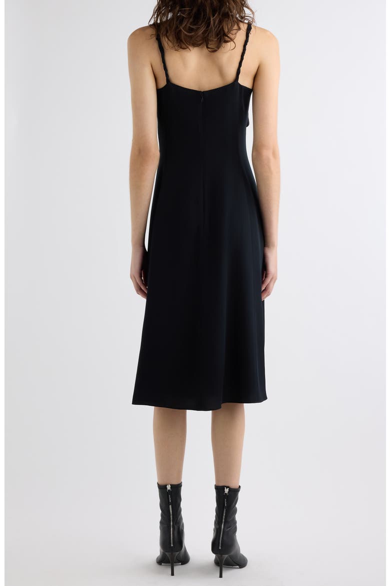 Dowla Bow Heavy Silk Georgette Dress, Alternate, color, BLACK