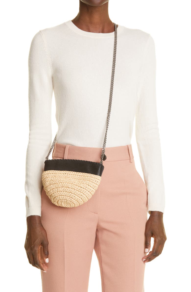Stella McCartney Small Falabella Raffia Crossbody Bag, Alternate, color,