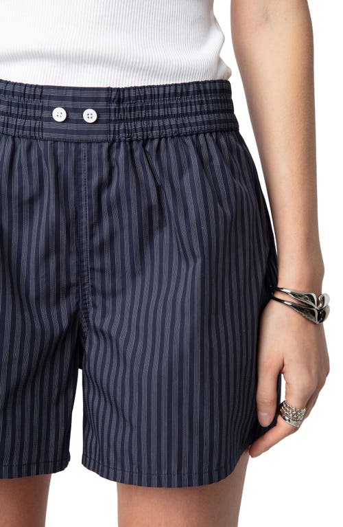 Zadig & Voltaire Pax Pop Stripe Cotton Shorts In Encre