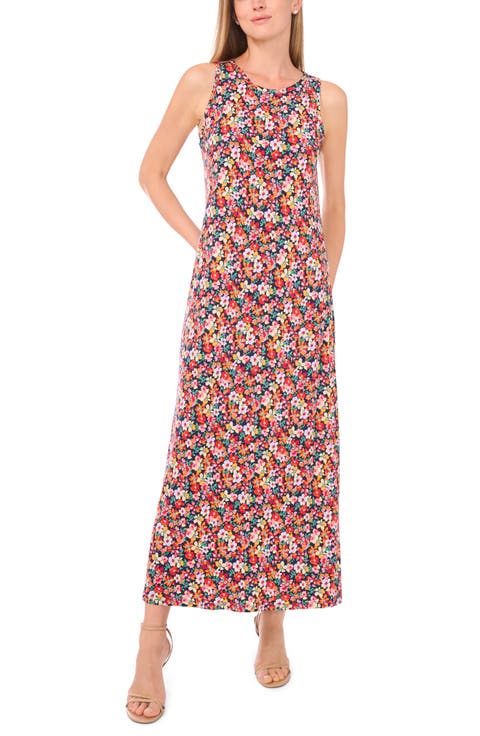 Floral Print Sleeveless Maxi Dress