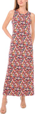 Vince Camuto Floral Print Sleeveless Maxi Dress