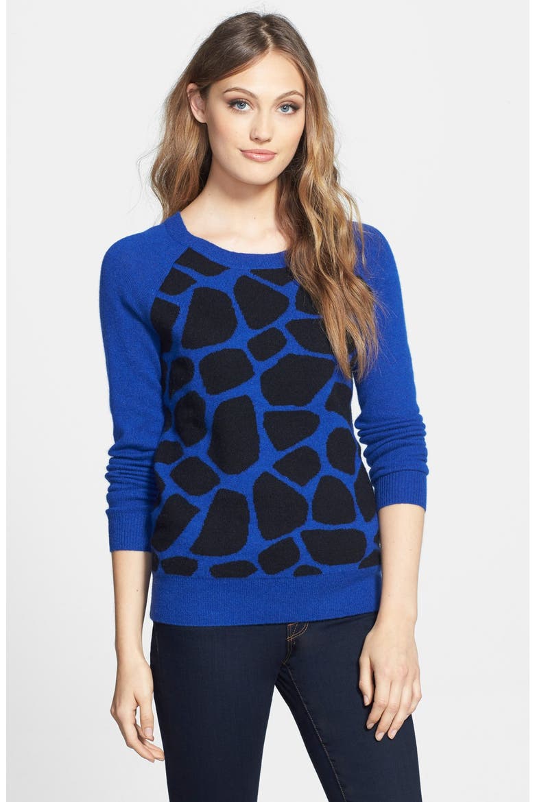 Cashmere Crewneck Sweater, Main, color, BLUE- BLACK MORGAN PATTERN