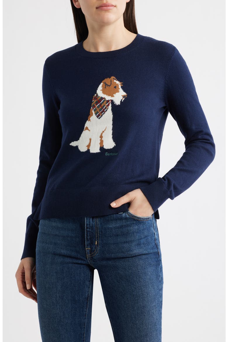 Berkley Intarsia Cotton & Cashmere Sweater, Main, color, NAVY