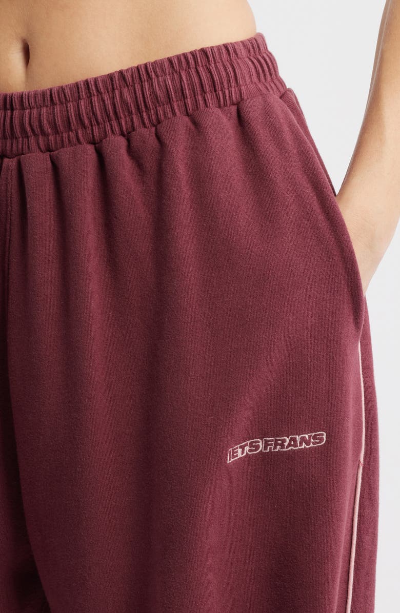 Iets Frans Harri Cotton Fleece Wide Leg Sweatpants, Alternate, color, Maroon