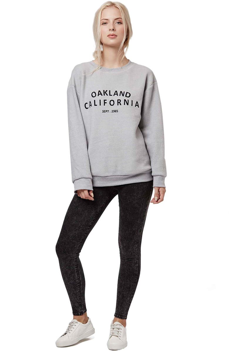 Topshop 'Oakland' Crewneck Sweatshirt, Alternate, color, 