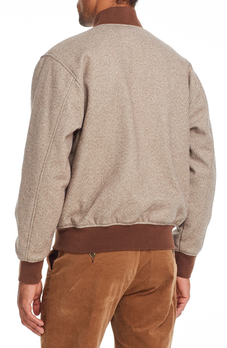 Brooklyn Brigade Herringbone Reversible Bomber Jacket, Alternate, color, Brown