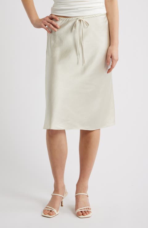 Drawstring Satin Skirt