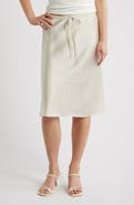 Open Edit Knee Length Drawstring Satin Skirt
