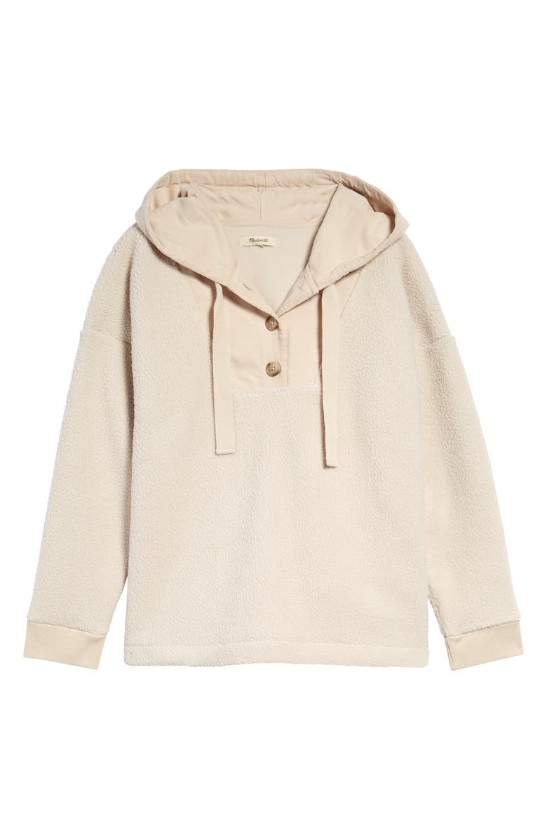 Madewell Fleece Button-Front Hoodie Sweatshirt, Main, color, 