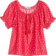 Re/Done Katie Bandana Print Cotton & Silk Top