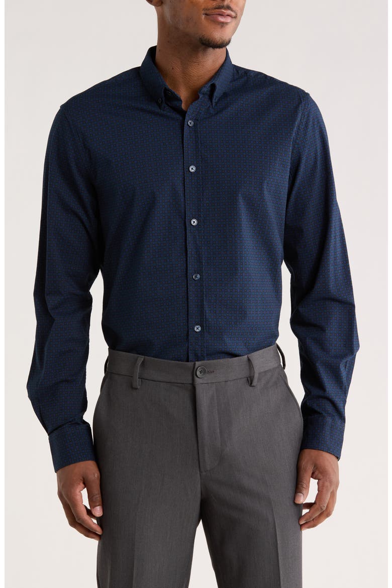 Medallion Print Dress Shirt, Main, color, BLUE