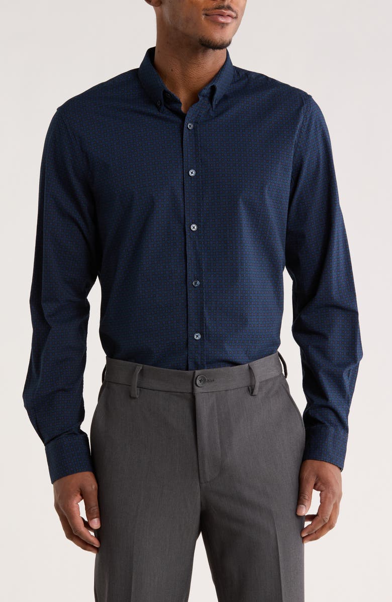 DENIM AND FLOWER Medallion Print Dress Shirt, Main, color, Blue