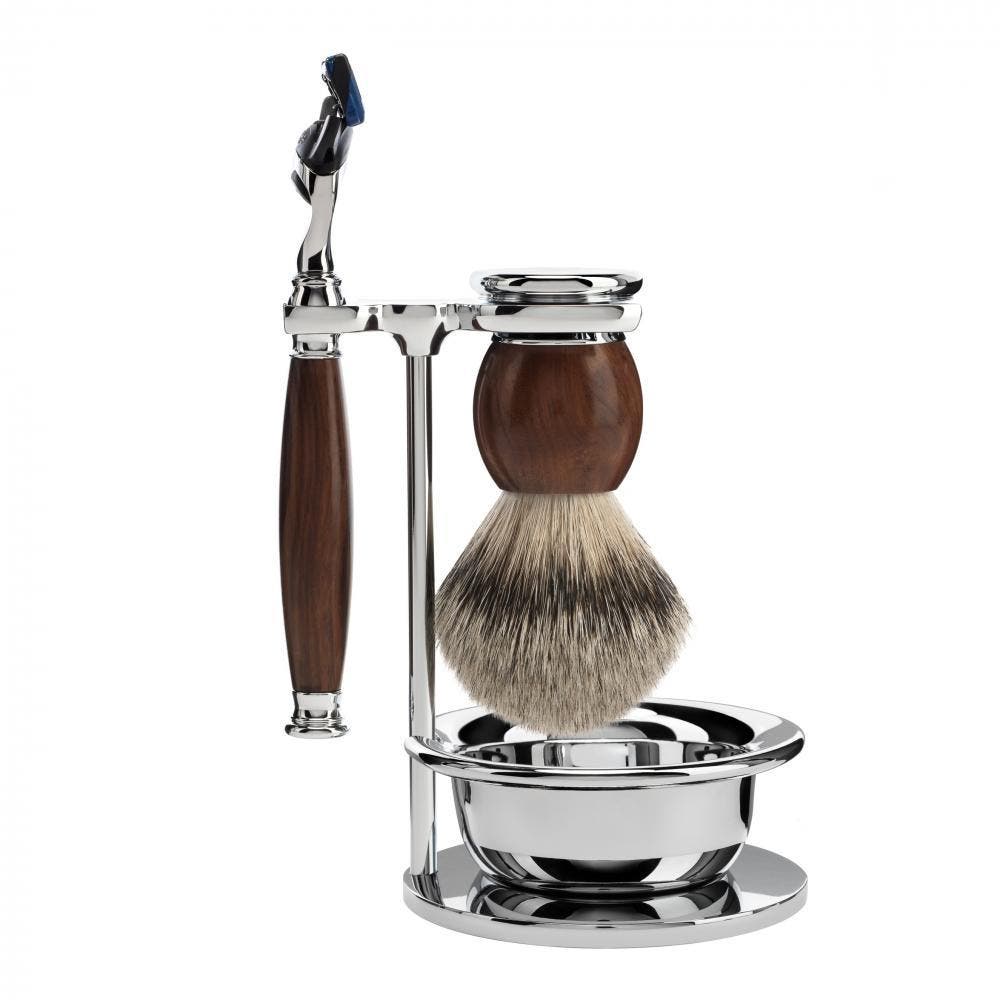 MÜHLE Sophist Ironwood 4-Piece Silvertip Badger & Fusion Razor Shaving Set at Nordstrom