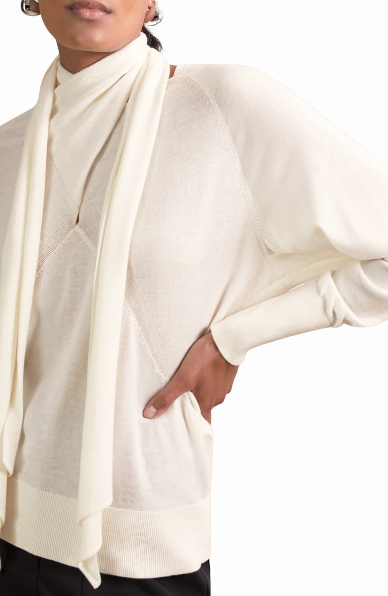 Reiss Alexis Scarf Wool Sweater, Alternate, color, Cream