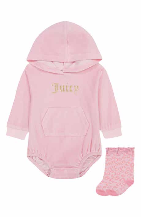 Kids' Hooded Velour Bodysuit & Socks Set