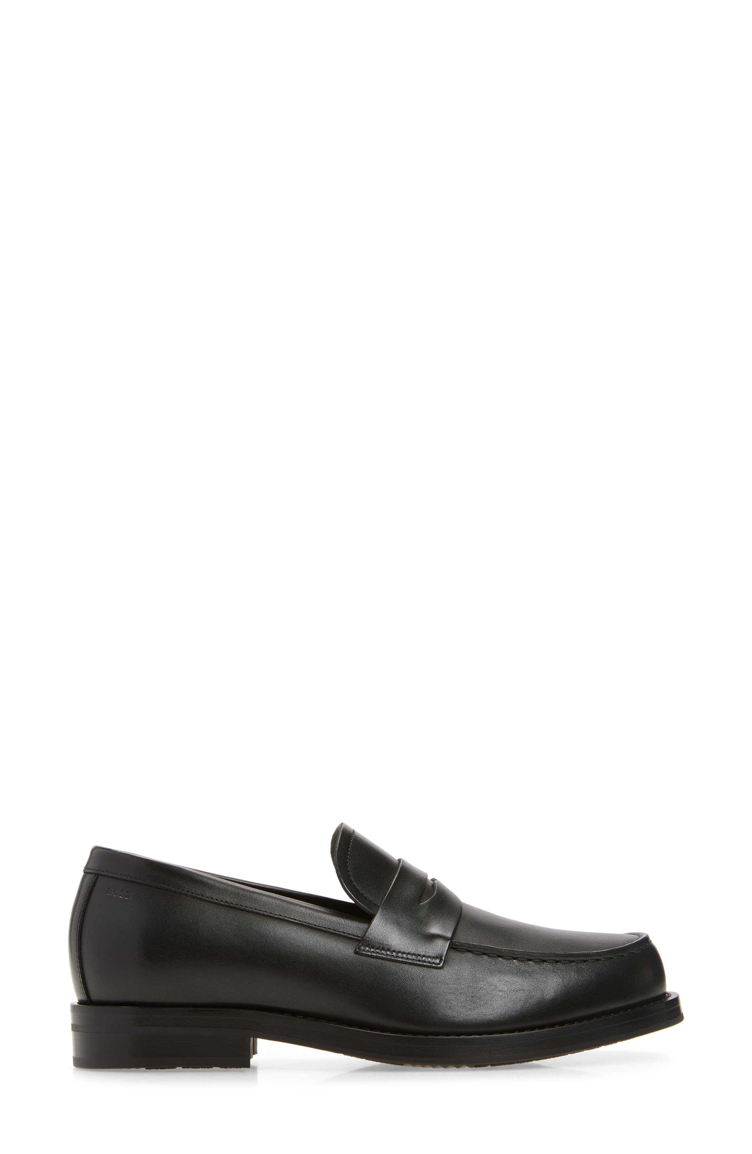 BOSS Dresletic Leather Penny Loafer, Alternate, color, Black