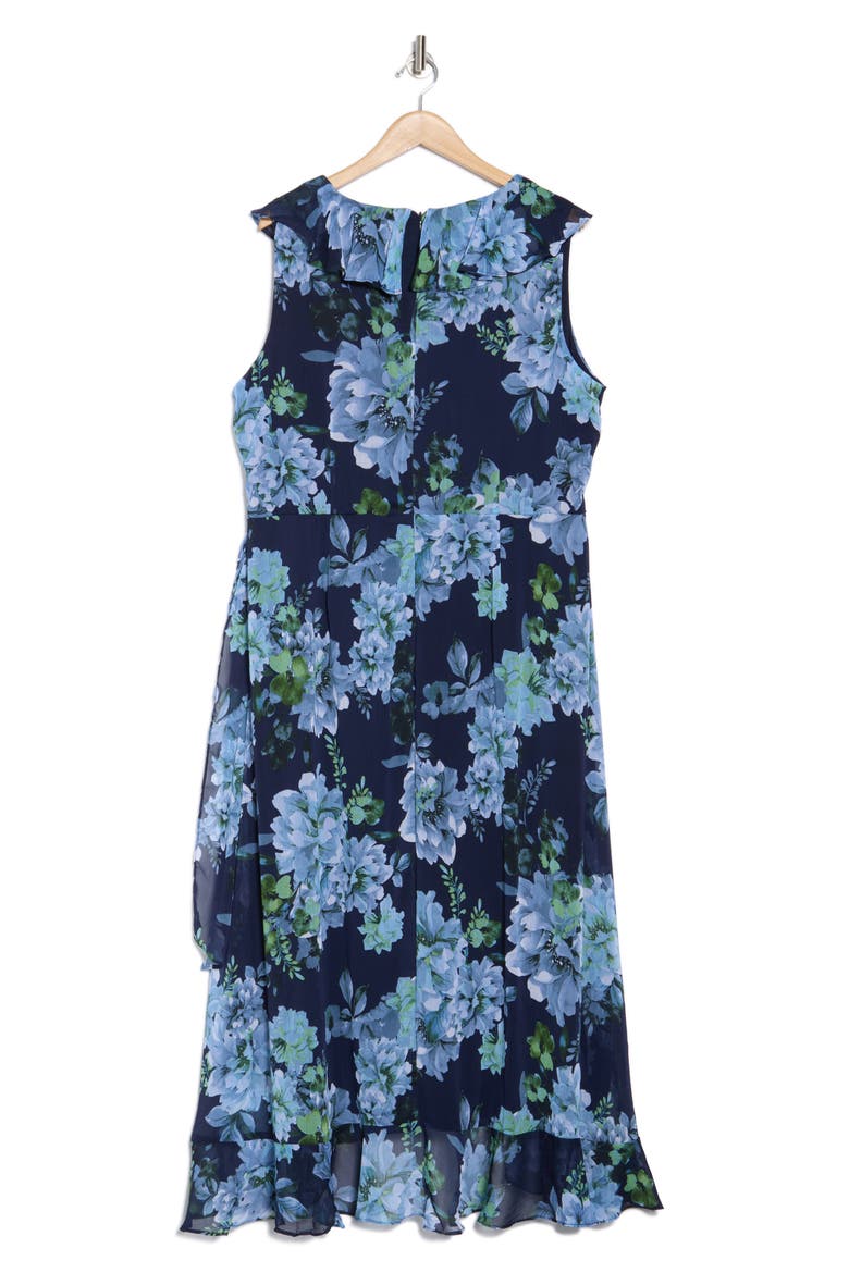 Chiffon Ruffle Dress, Alternate, color, NAVY BLUE