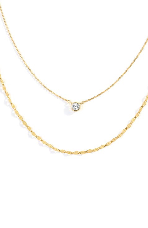 Classic Bezel Necklace and Petal Chain Set
