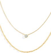 Mint & Lily Classic Bezel Necklace and Petal Chain Set