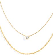 Mint & Lily Classic Bezel Necklace and Petal Chain Set