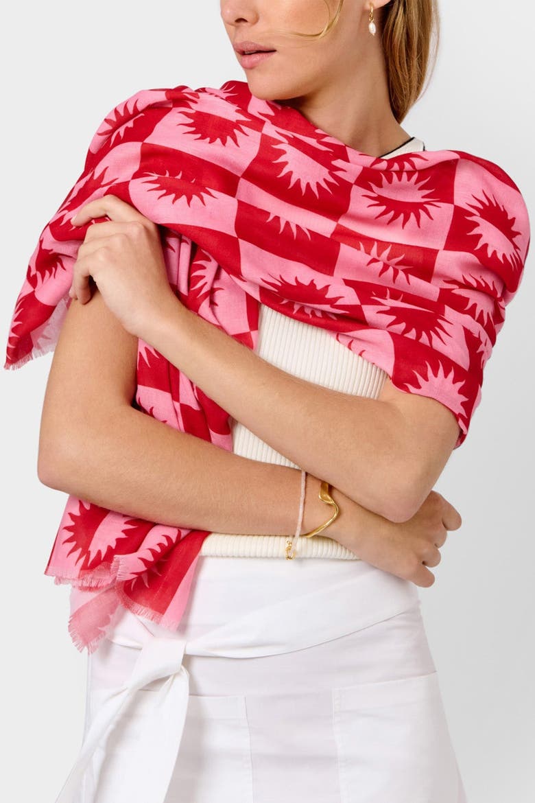 Printed Scarf Le Soleil Print, Alternate, color, PINK