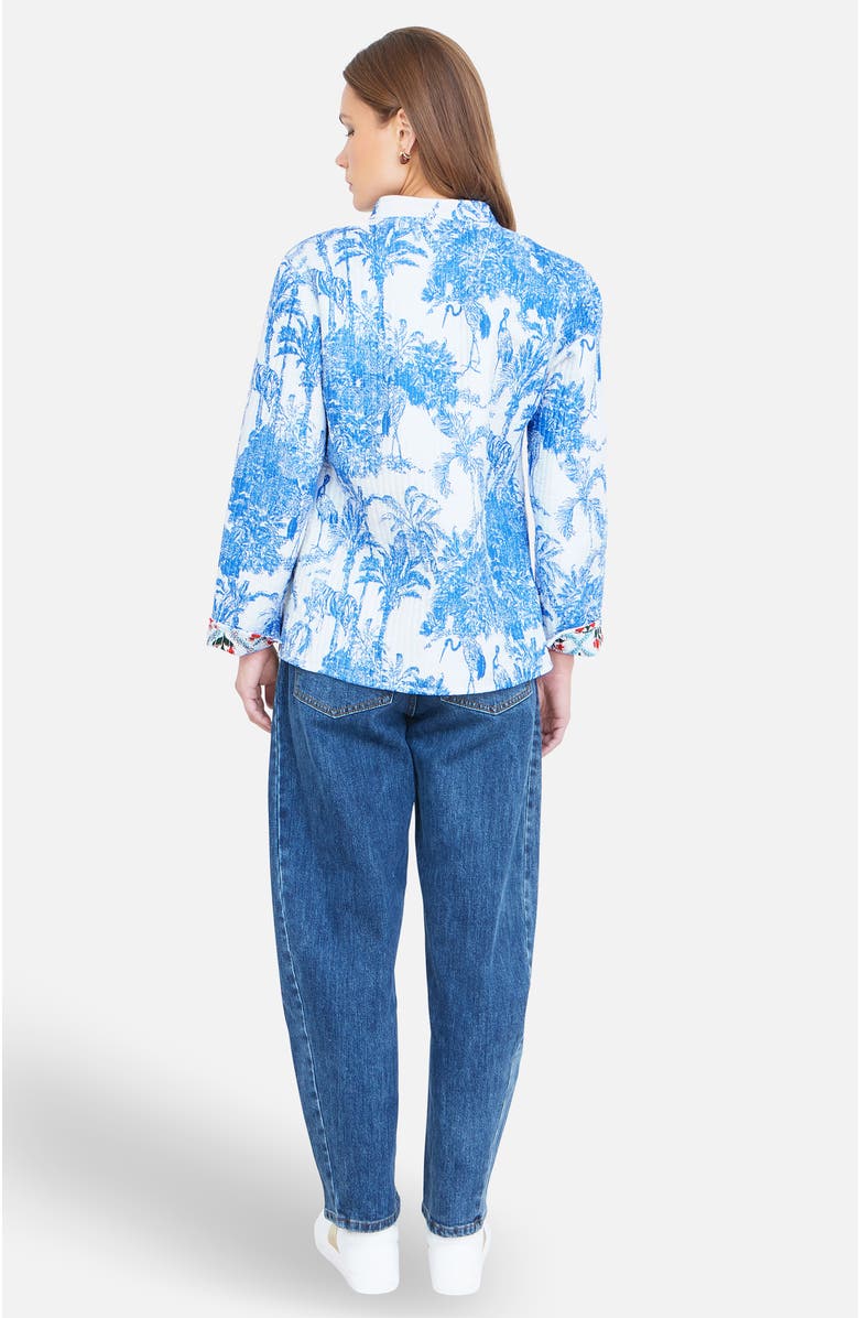 Yumi Palm Reversible Cotton Quilted Jacket, Alternate, color, Blue