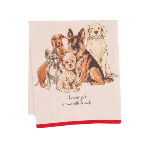 Time With Friends Vintage Dog Pack Pet Phrases Towel