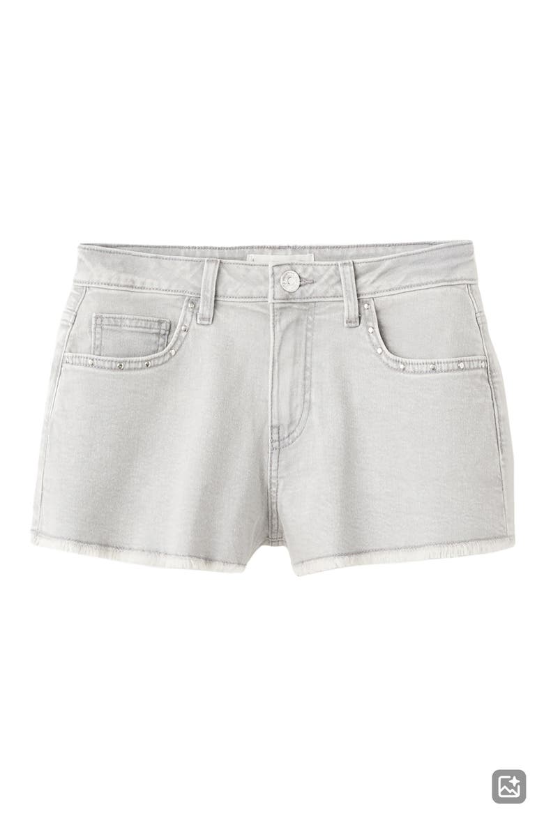 Rhinestone Low Rise Denim Shorts, Main, color, DENIM GREY