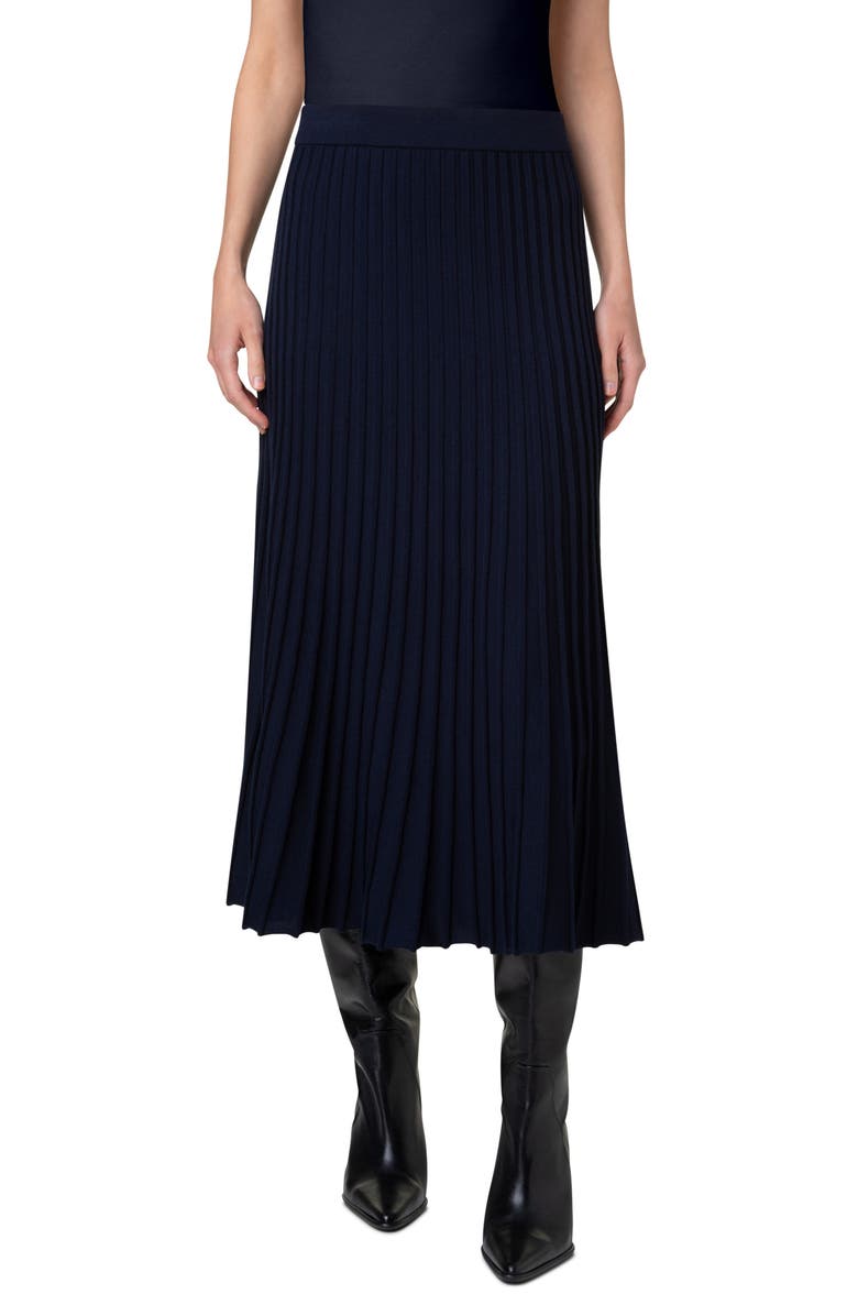 Akris punto Flared Merino Wool Rib Midi Skirt, Main, color, 