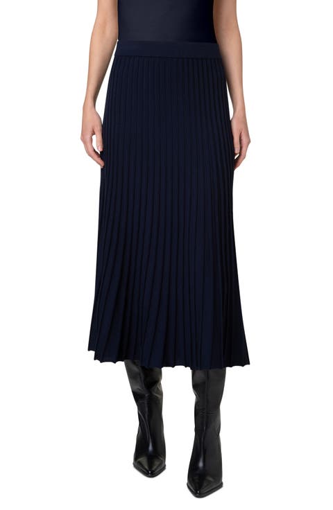 Flared Merino Wool Rib Midi Skirt