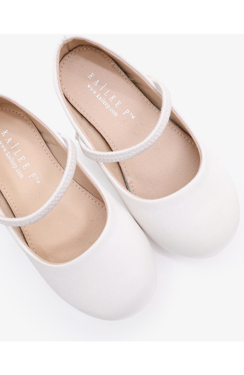 Kailee P Freeman Satin Mary Jane Flats, Alternate, color, White