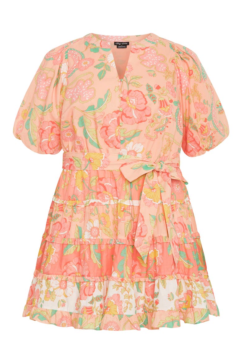 Leona Tie Waist Cotton Dress, Alternate, color, BELLINI CORAL