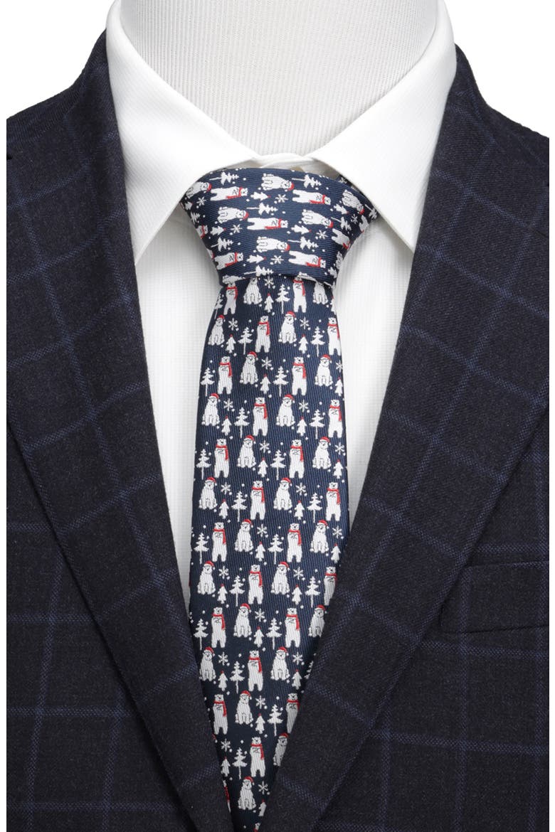 Polar Bear Silk Tie, Alternate, color, BLUE