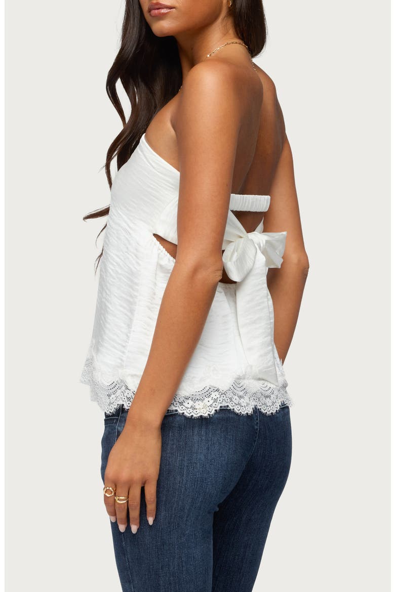 Netta Lacey Strapless Satin Top, Alternate, color, WHITE