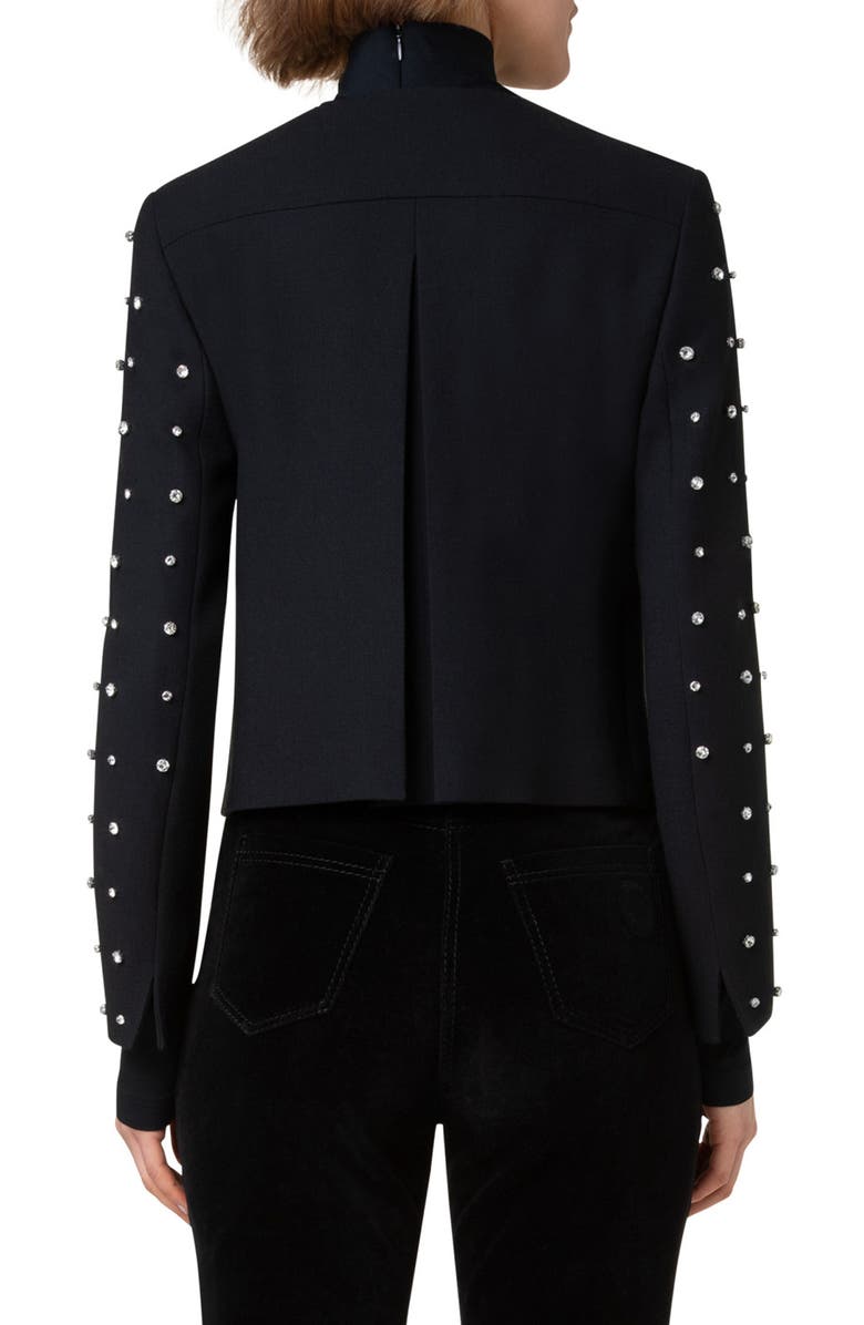 Akris punto Crystal Stud Stretch Wool Crepe Jacket, Alternate, color, 
