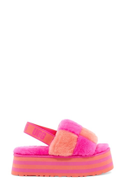 Ugg(r) Disco Check Genuine Shearling Slingback Platform Slipper