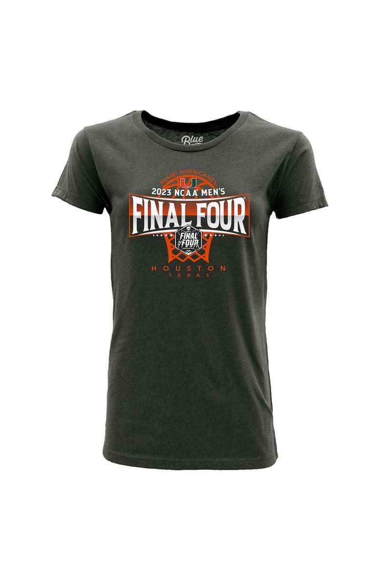 BLUE 84 Women's Blue 84 Charcoal Miami Hurricanes 2023 NCAA Men's Basketball Tournament March Madness Final Four T-Shirt, Main, color, 