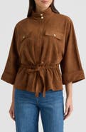 Ellen Tracy Faux Suede Tie Waist Jacket